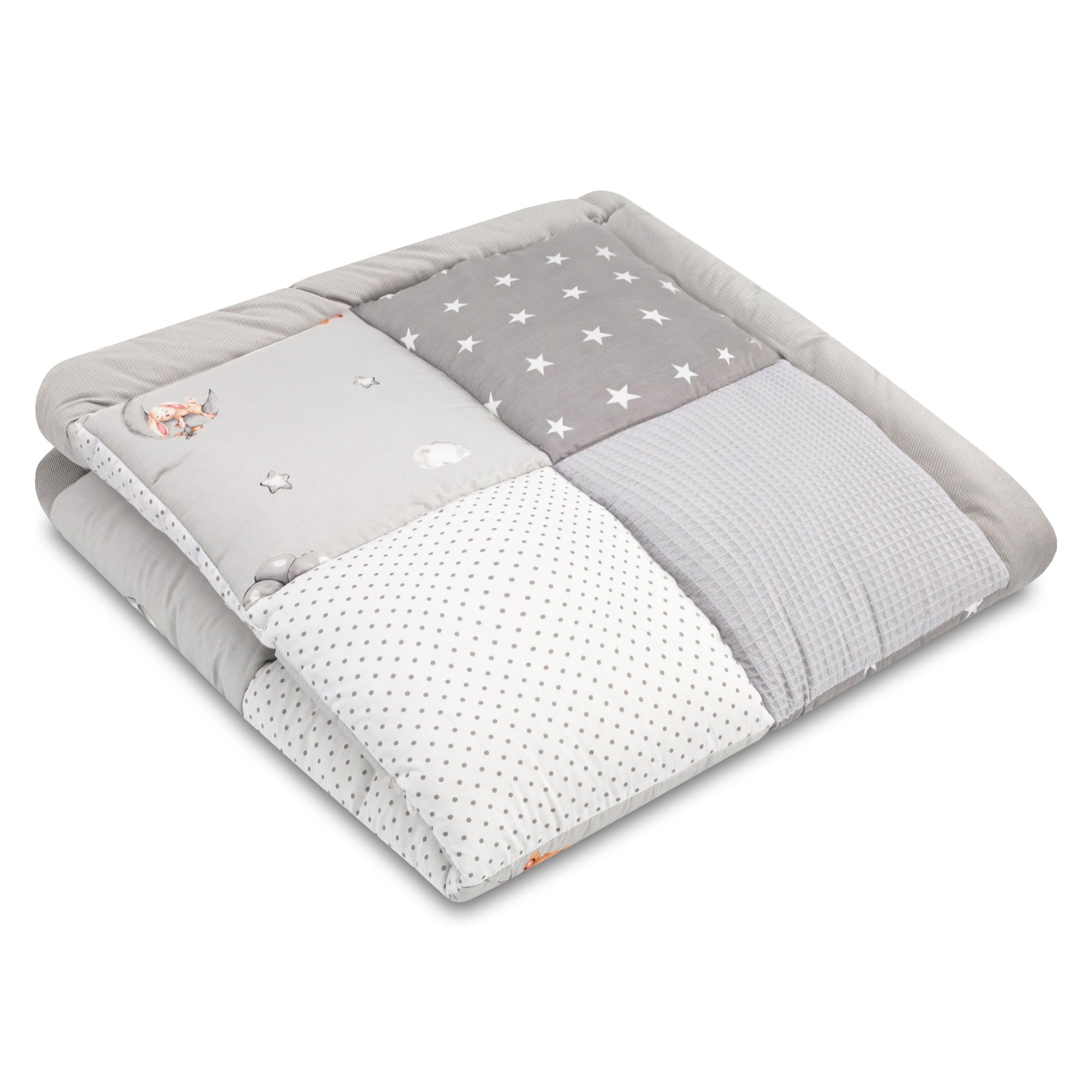 Tappeto gioco bambini per gattonamento 70x70 cm - Patchwork tappetino neonato cameretta bambina e bambino tappeti stanza per gattonare bimbi Oeko-Tex Orsacchiotti