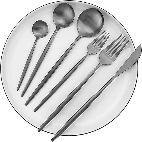 Miniatura 8 de Cucharas de café expreso negro mate, mini cucharas de té para café, cucharas pequeñas de acero inoxidable de 5.11 pulgadas para postre, juego de 6