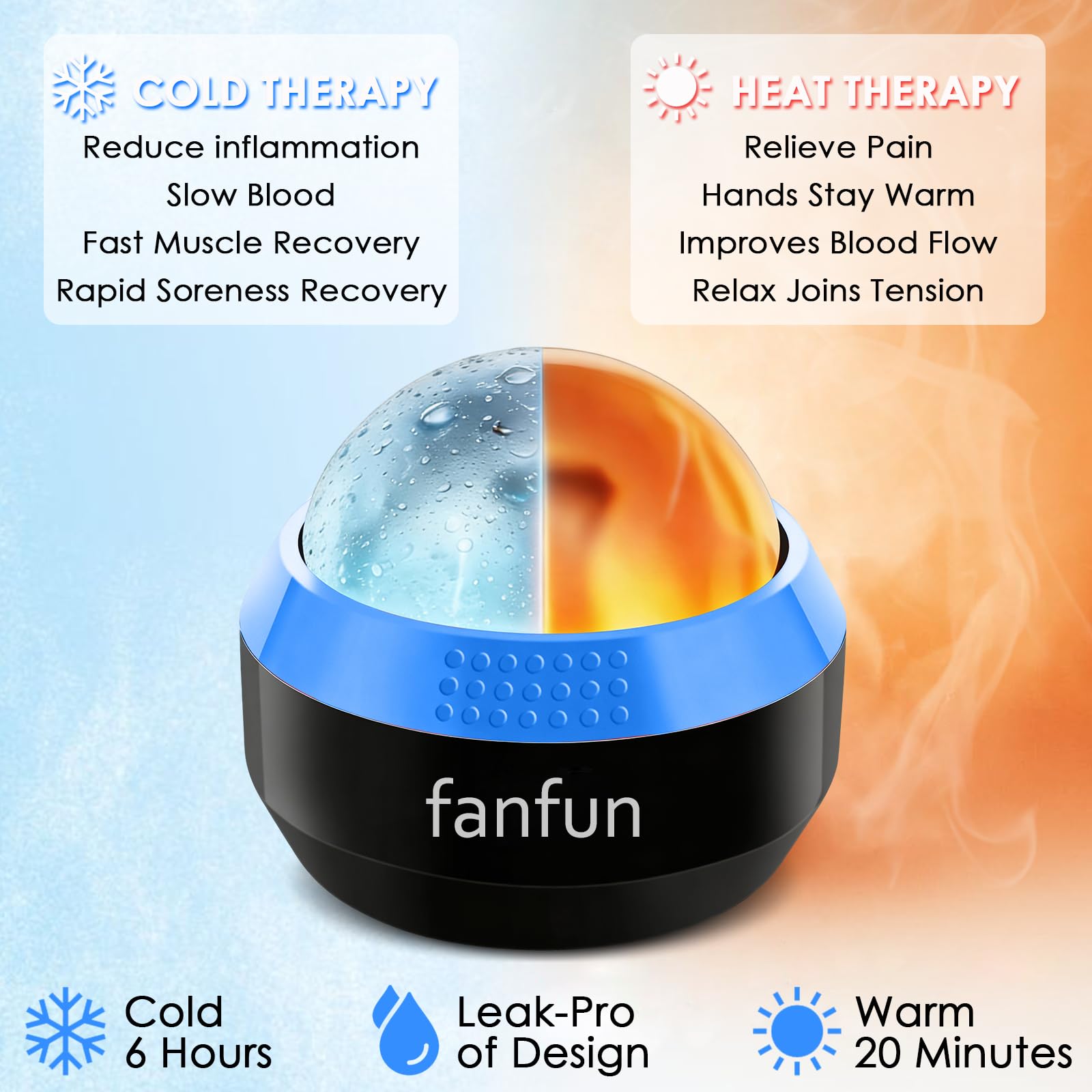 Cryosphere Balle De Massage à Froid – Balle De Massage Pour Soulager Le Froid Et La Chaleur, Relâchement Myofascial, Thérapie Des Points De Déclenchement, Mœuds Musculaires Masseur (Noir & Bleu)