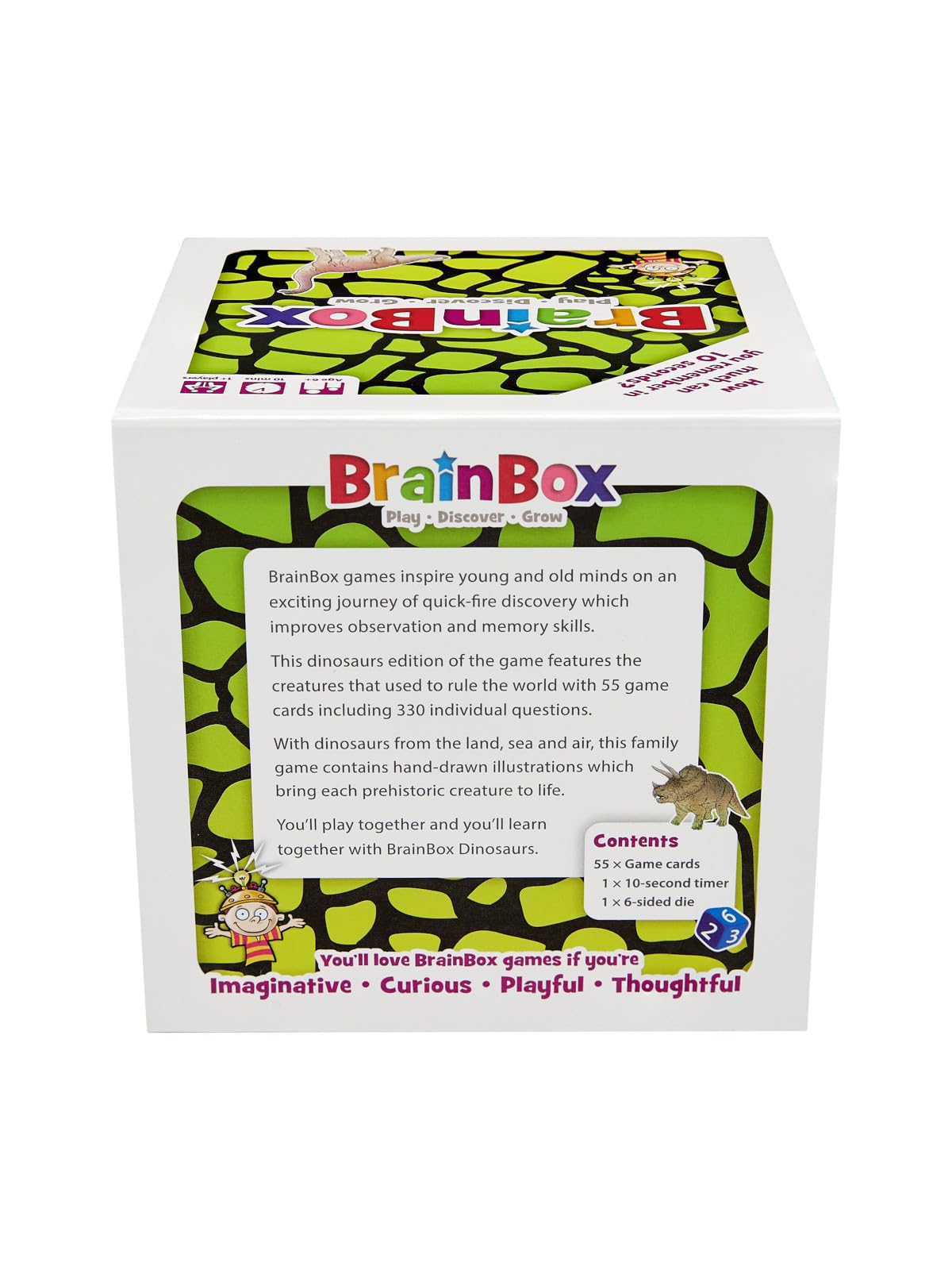 BrainBox Dinosaurs (2022) , Card Game , Ages 6+ , 1+ Players , 10+ Minutes Playing Time