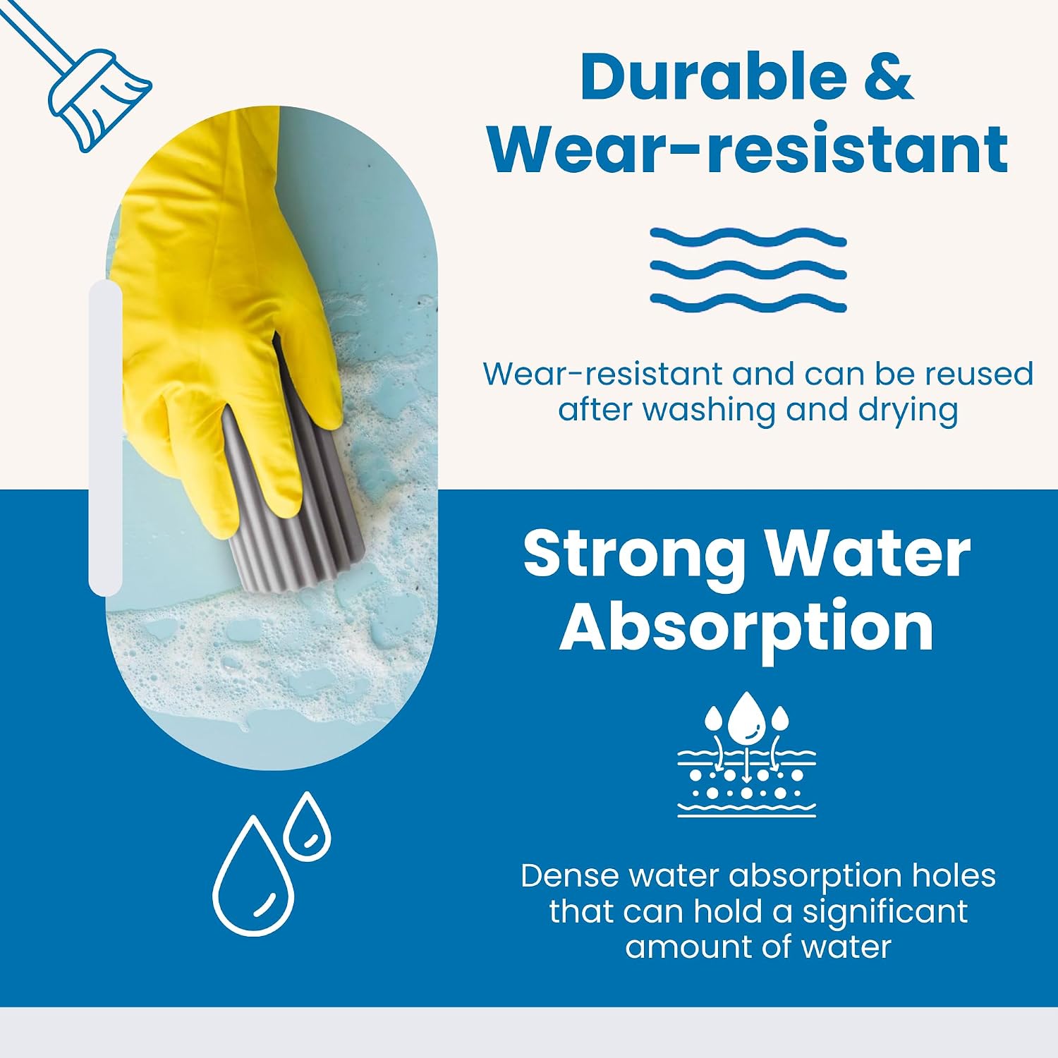 Gadgetime USA Damp Clean Duster for Cleaning - Reusable Household Duster Sponges for Cleaning Blinds, Glass, Baseboards, Vents, Mirrors, Cobweb, Glass, Tiled Walls, Fans & Furniture