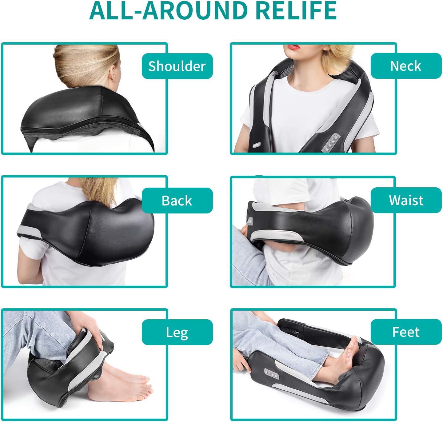Nekteck Shiatsu Back and Neck Massager with Adjustable Heat and Strap, Deep Tissue Kneading Electric Massager for Shoulder, Lower Back, Leg Muscles Pain Relief, Gift for Men/Women/Mom/Dad/Friends : Health & Household