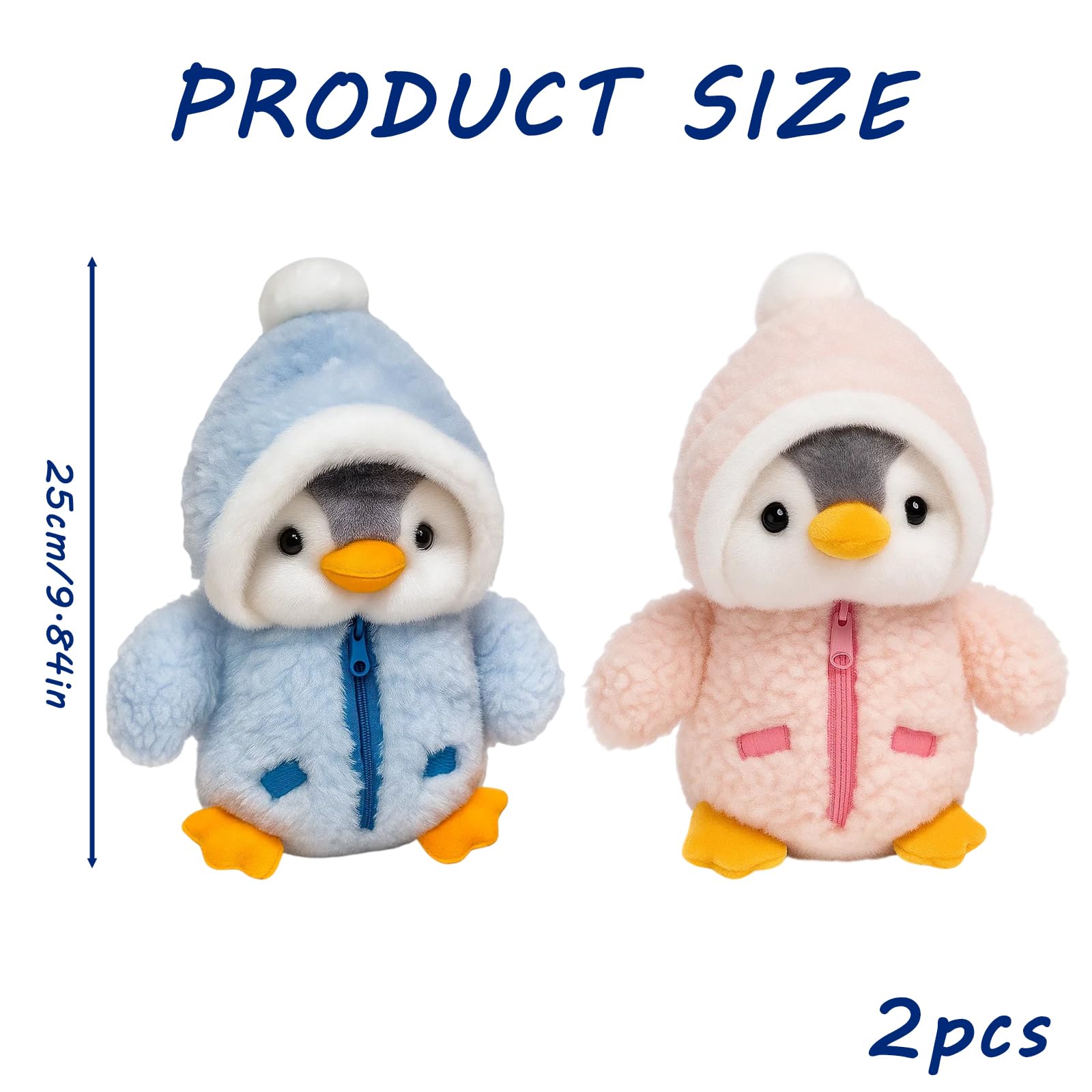 YcsRnn 2 Pack Penguin Teddy, Penguin Plush Toys, Soft PP Cotton Filled Stuffed Animals - Image 2