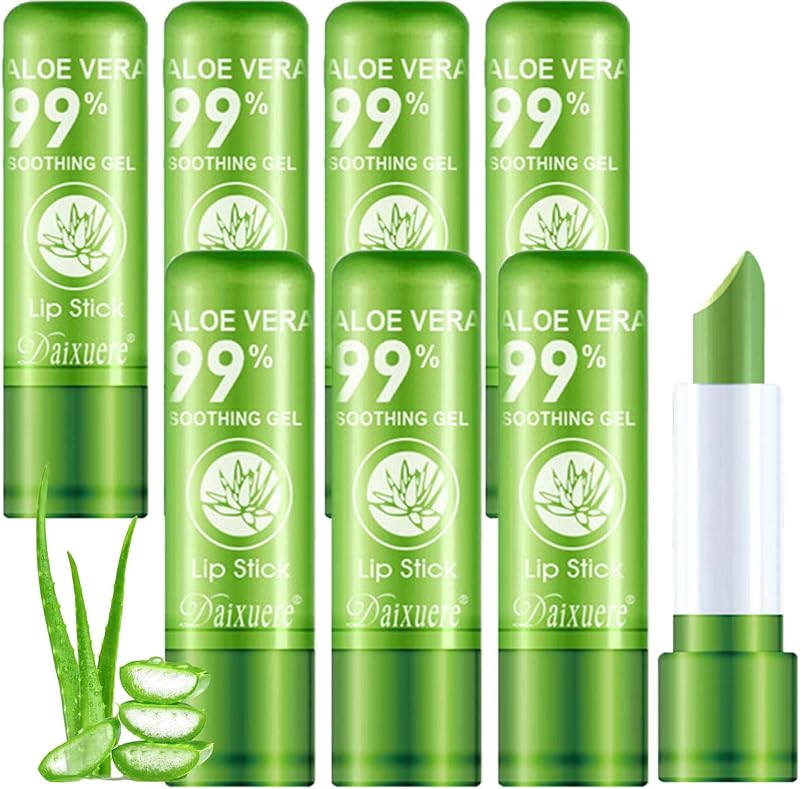 8 PCS Aloe Vera Lipstick,Magic Temperature Color Changing Lip Gloss Set,Long-lasting Nutritious Waterproof Lip Balm Moisturizing Lipstick Lip Makeup Kits for Women