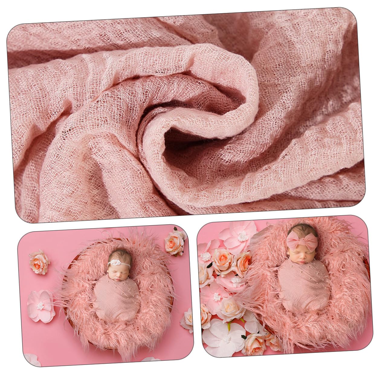 Toddmomy Coperta Fascia Neonata in Pearl Swaddle con Fascia per Accessori Fotografici per e Confortevole per Foto e