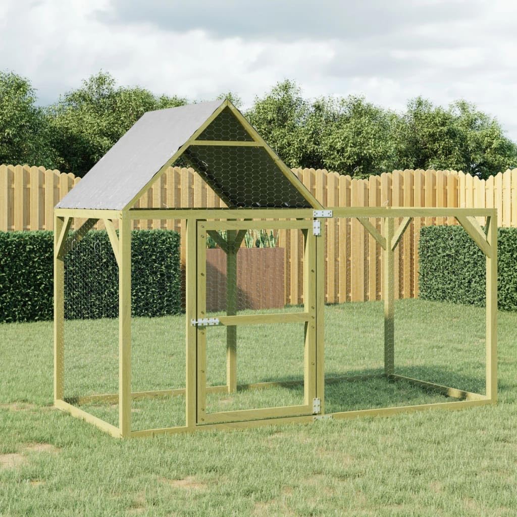 Kurnik z litego drewna sosnowego 200 x 100 x 150 cm z dachem, drzwiami, wybiegiem i miejscem na karmę dla małych zwierząt, woliery dla gryzoni jako bezpieczne schronienie w ogrodzie