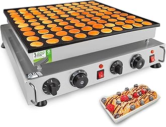ALDKitchen Mini Dutch Pancake Maker | Poffertjes Machine | 100 Small Round-Shape Pancakes | 110V (100 pcs Single Plate)