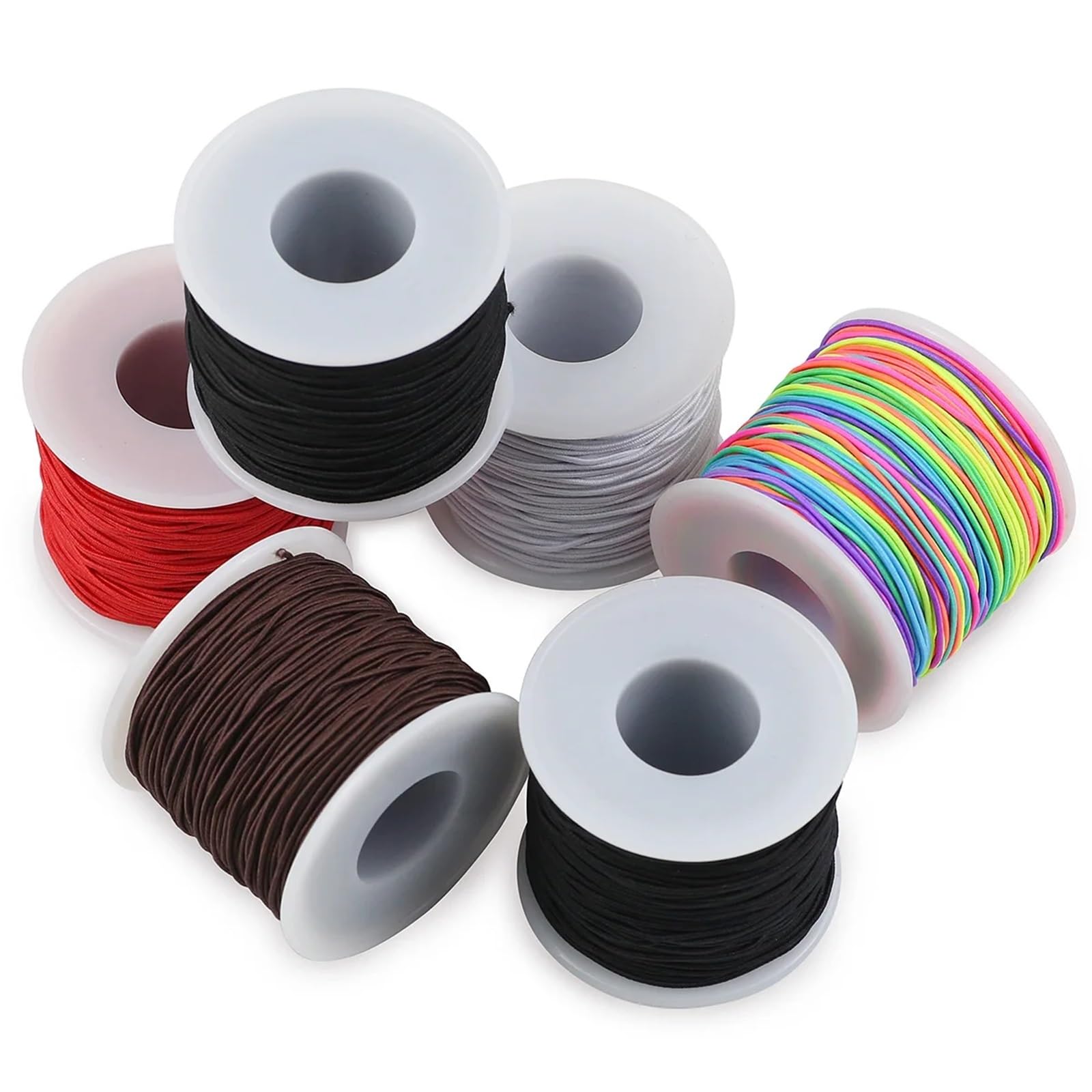 Lot de 10 rouleaux de fil élastique pour bracelets, cordon de perles arc-en-ciel de 1 mm, fil extensible pour la fabrication de bijoux