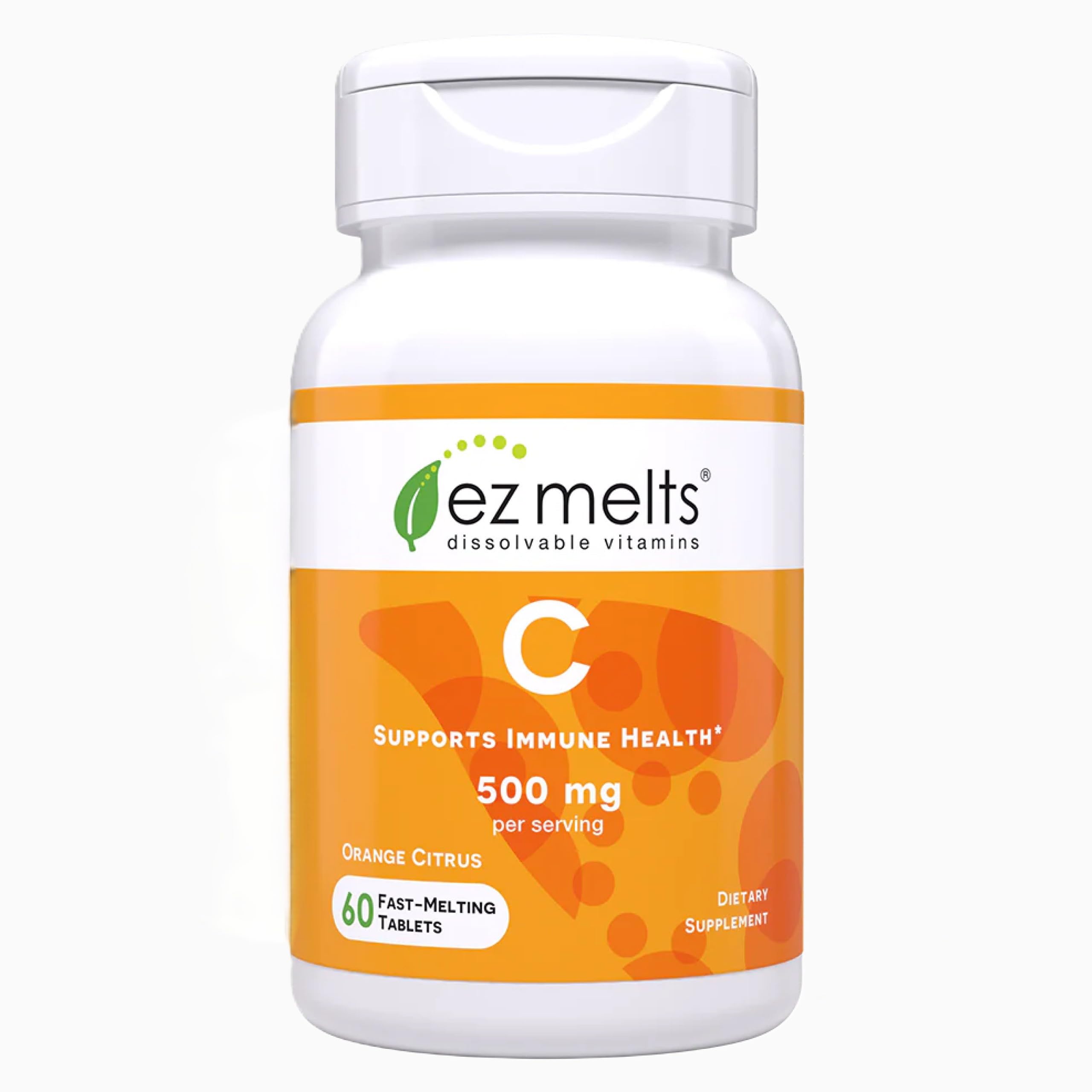 EZ Melts C for Immune Support, 500 mg, Sublingual Vitamins, Vegan, Zero Sugar, Natural Orange Flavor, 60 Fast Dissolve Tablets