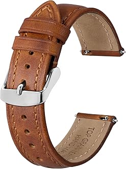 Retro Leather Watch Straps for Men, Oil Waxed Calfskin Replacement Band, Quick Release, Band Width 18mm 19mm 20mm 22mm