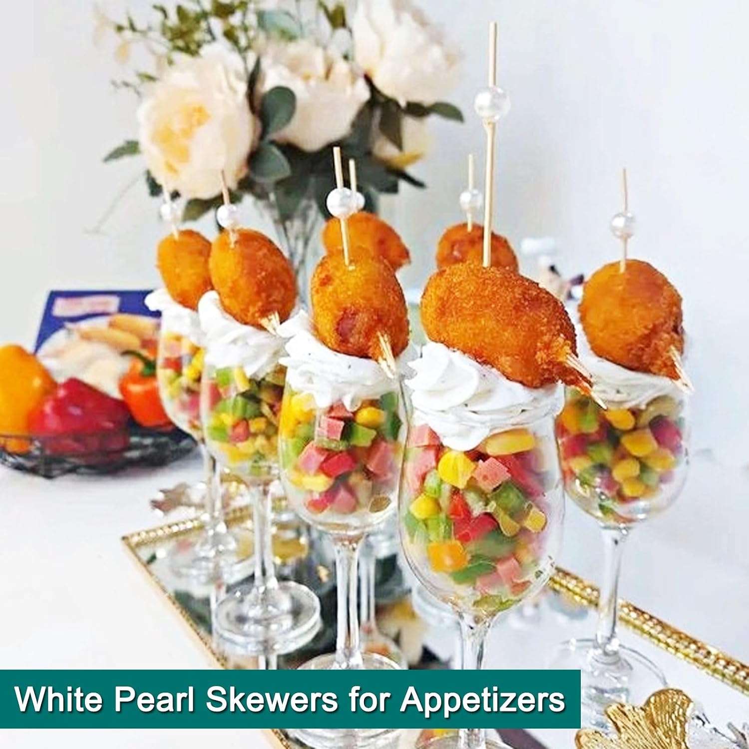 200 PCS Cocktail Picks,White Pearl Fancy Toothpicks for Appetizers