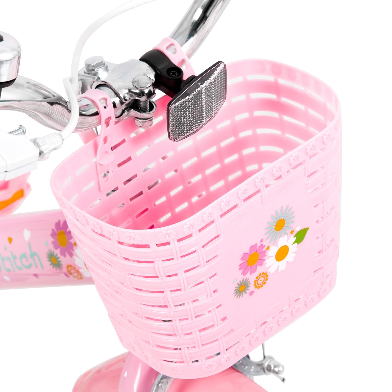 STITCH Little Daisy - Bicicletta da bambina da 14 pollici, per bambini da 3 a 5 anni, con ruote di supporto con cestino e stelle filanti, colore: Rosa