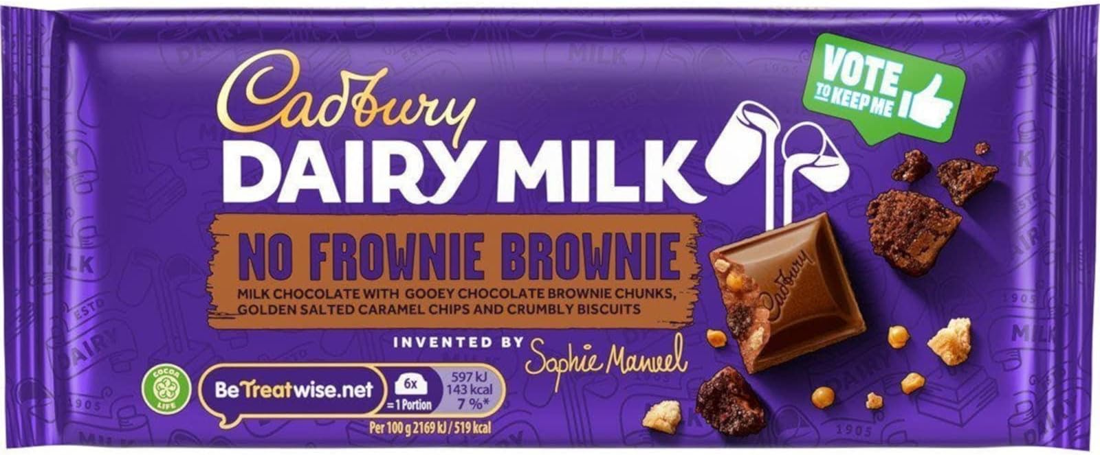 Cadbury Dairy Milk No Frownie Brownie, Chocolate Bar, 110g