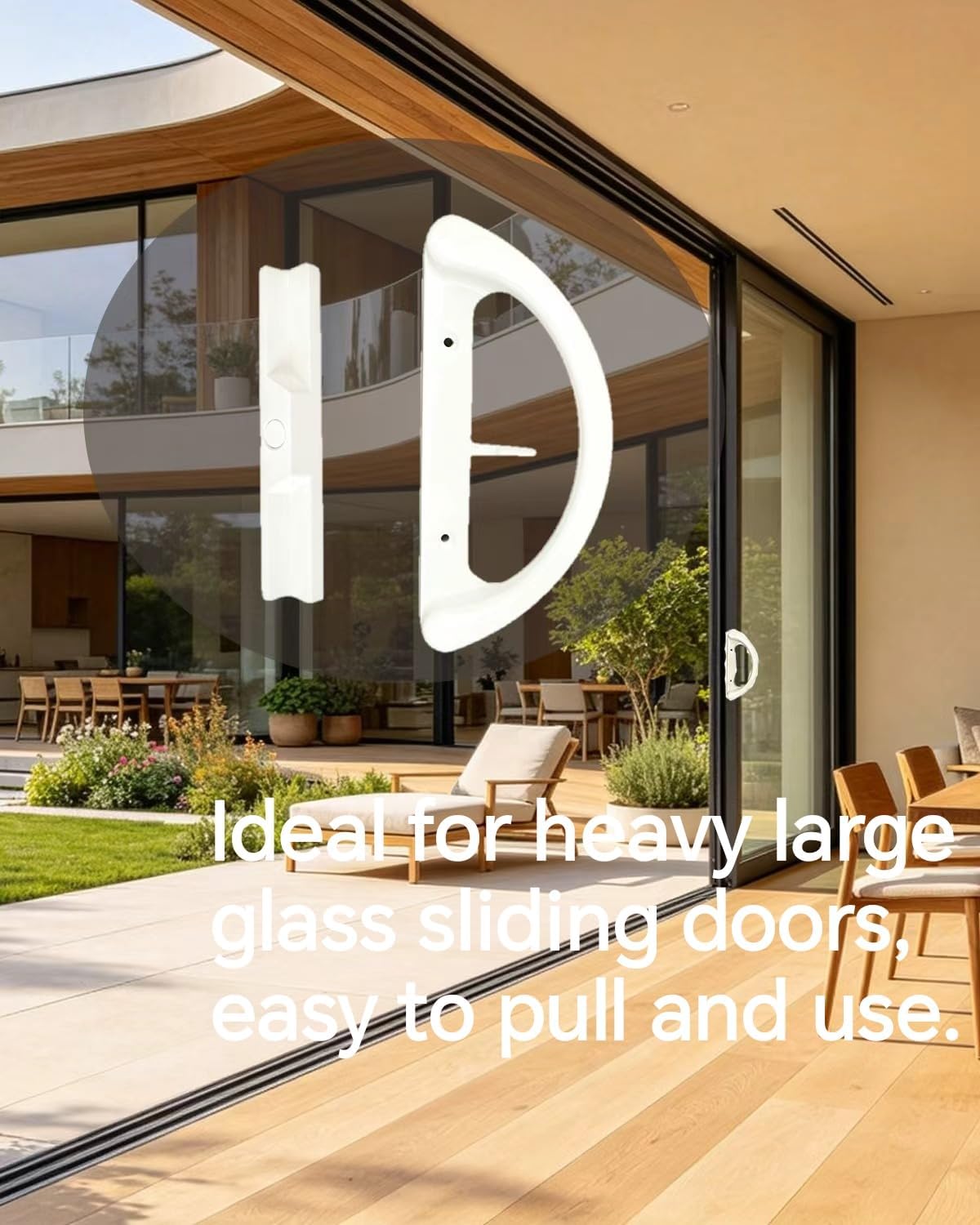 Sliding Door Handle Set with Key Cylinder(White) Fit 3-15/16" H.S. | Ambidextrous Sliding Door Handle Replacement,Key Cylinder&D-Style Sliding Glass Door Handle Set, Sliding Patio Door Pull