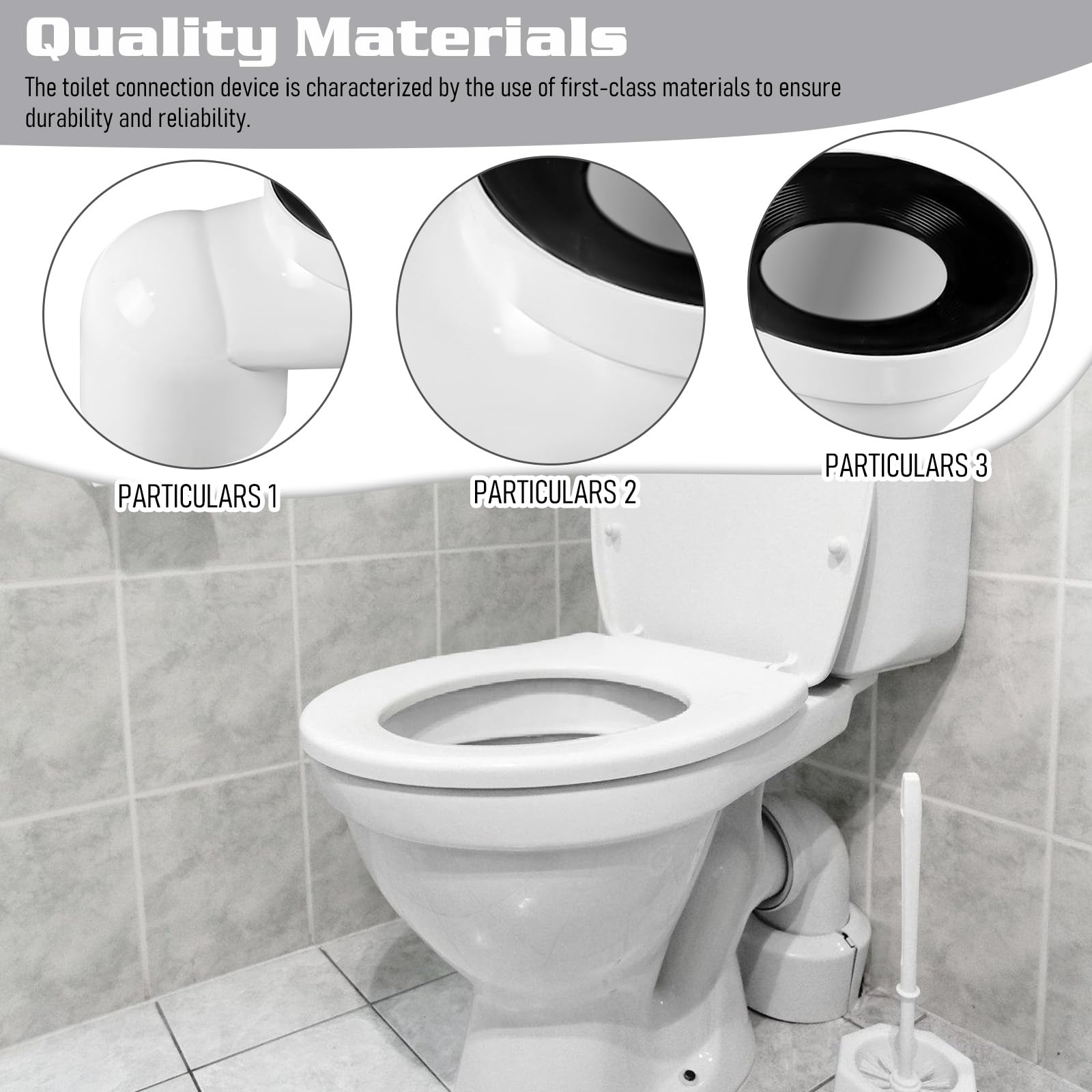 Raccordo di collegamento per WC, 100 mm, connettore per WC, tubo di collegamento in plastica, raccordo per WC, bocchetta di collegamento per WC, scarico eccentrico dritto