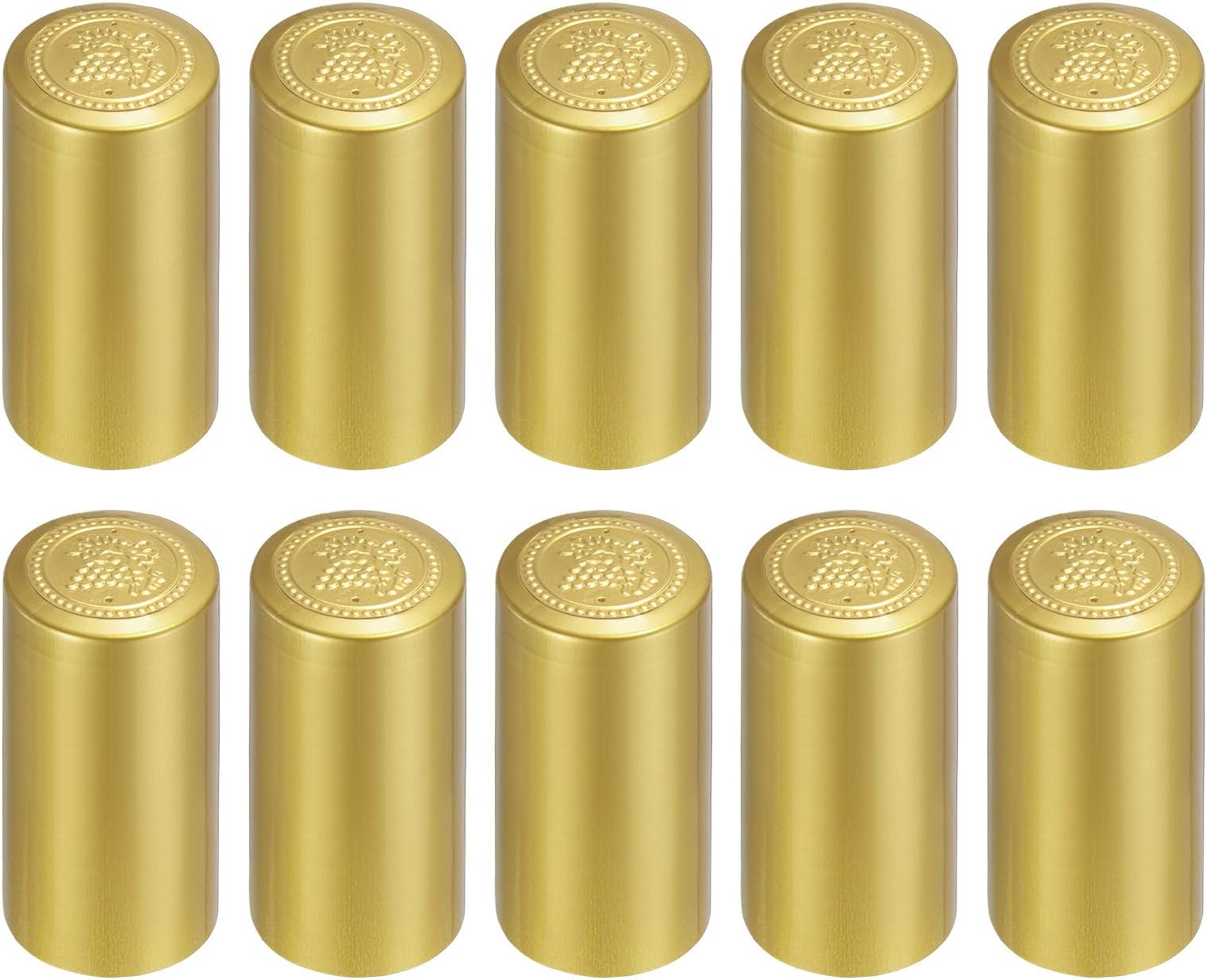 uxcell 100Pcs PVC Heat Shrink Capsules Wine Bottle Capsules Shrink Cap Wrap Shrink Top Cover for Wine Cellars and Home Kitchen, Gold 32x60mm