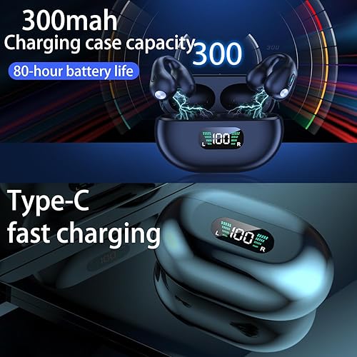 Miniatura 5 de SYNTRAVA Auriculares inalámbricos de conducción ósea con clip de oreja Bluetooth Auriculares abiertos Bluetooth inalámbricos, auriculares deportivos