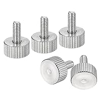 Vista 30 de uxcell M3x6mm Tornillos de pulgar moleteados, 5 piezas de acero inoxidable 304, cabeza plana moleteada, tornillos de pulgar roscados completamente