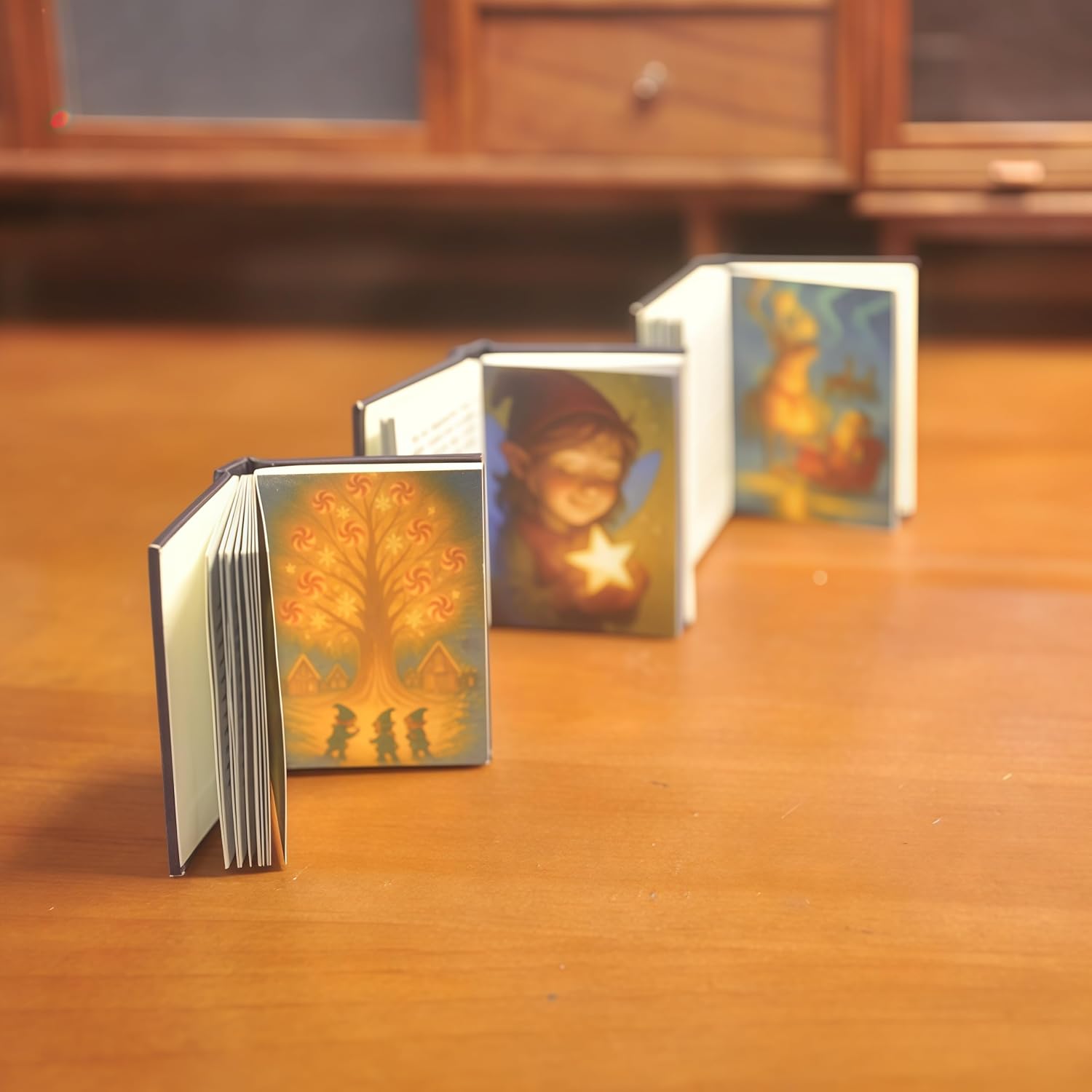 3-Piece 1:6 Scale Miniature Holiday Book Set - Openable Christmas Eve & Gingerbread Illustrated Stories - Realistic Festive Accessories for BJD Dollhouses, DIY Advent Calendars & Winter Decor