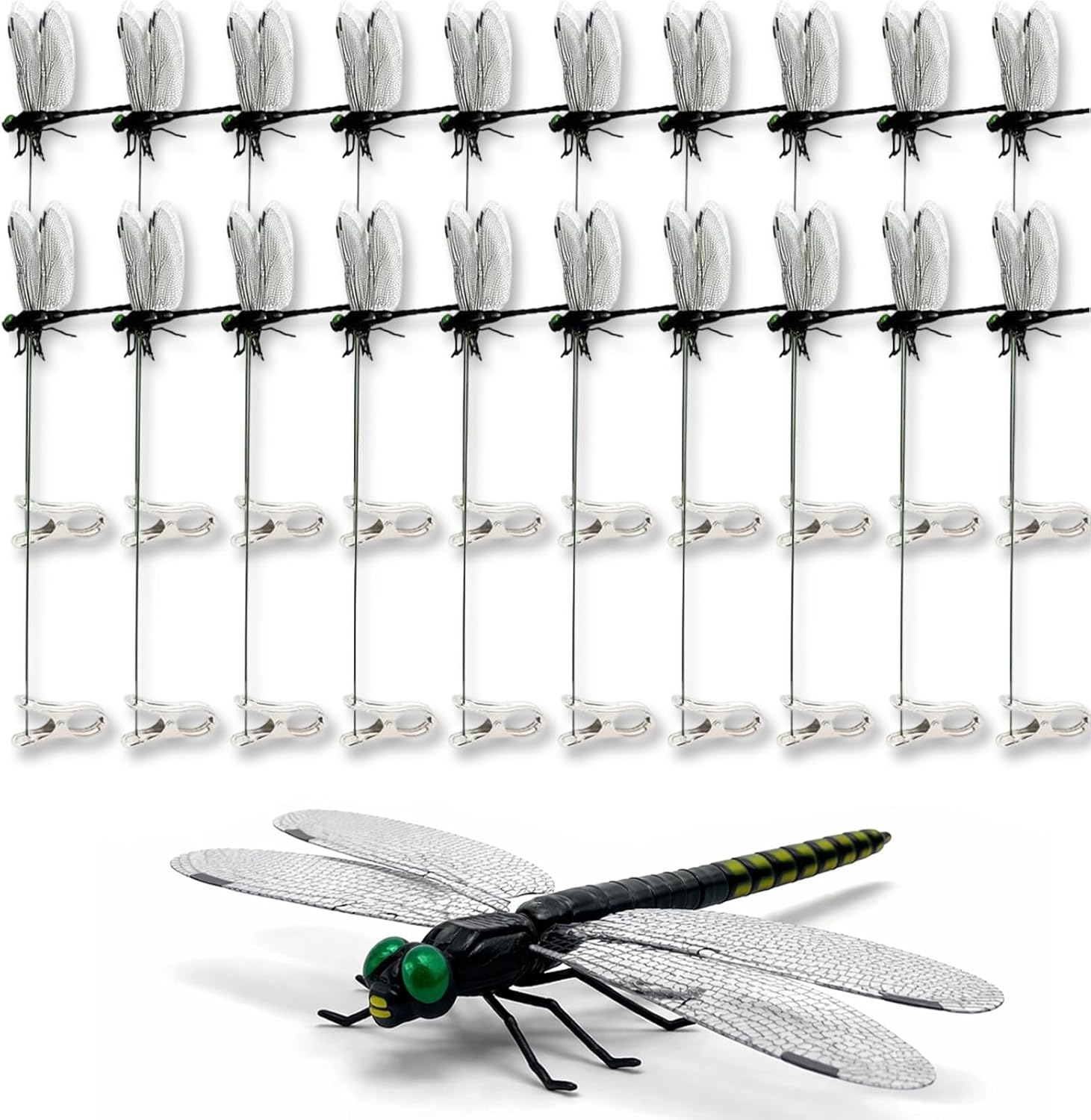 40 Pcs Dragon Fly Clips for Bugs Repellent, 2026 new 3D Artificial Dragonfly Clips, Dragonfly Garden Decor (A-40Pcs)