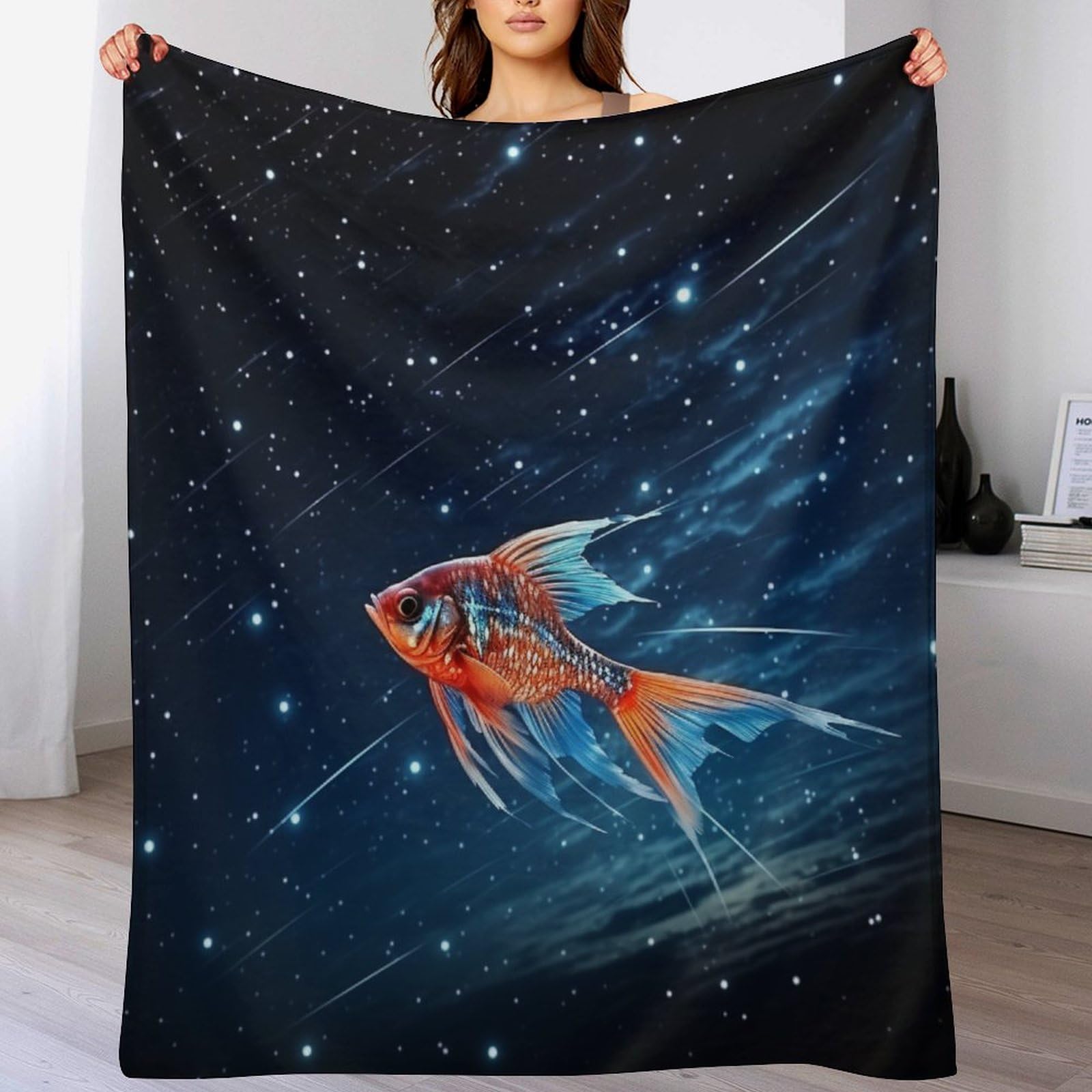 Couverture poisson 3D douce et légère pour vos soirées télé cocooning sur le canapé