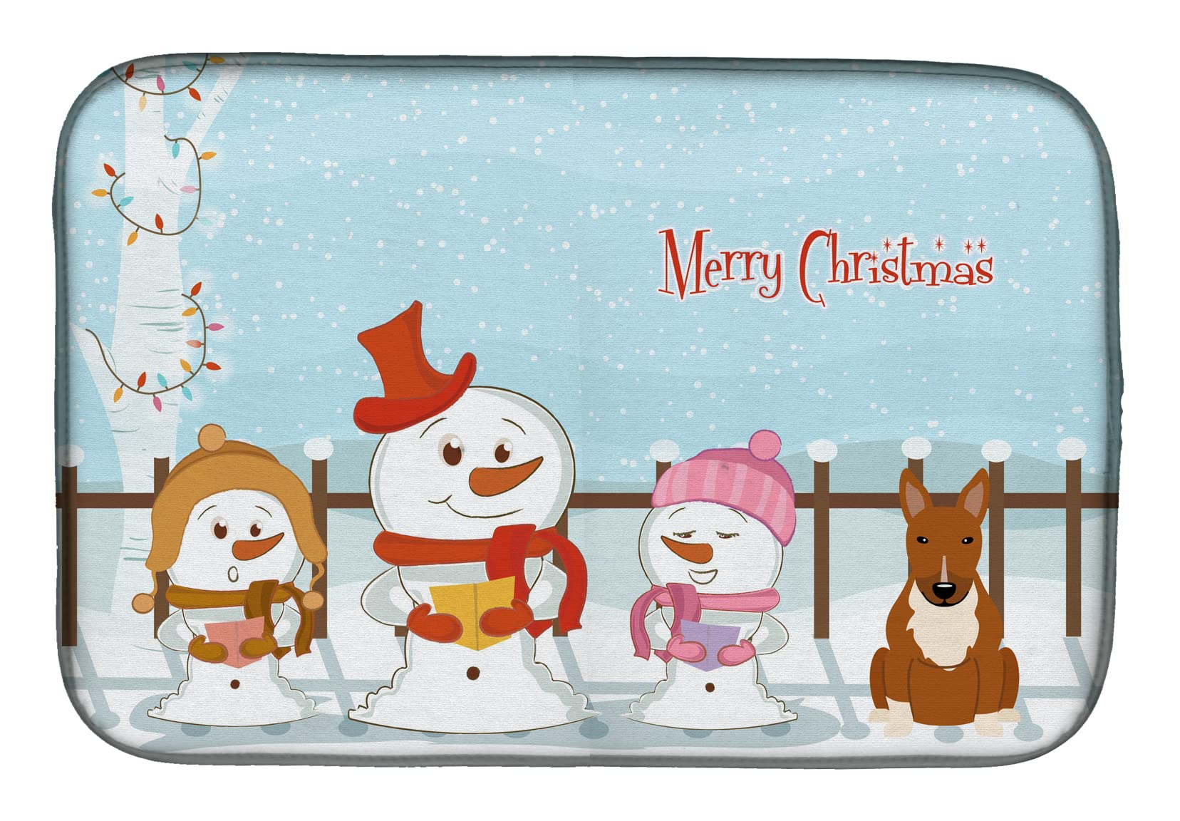 Tapis de Vaisselle Bull Terrier pour Décoration de Cuisine de Noël et Rangement Après Repas