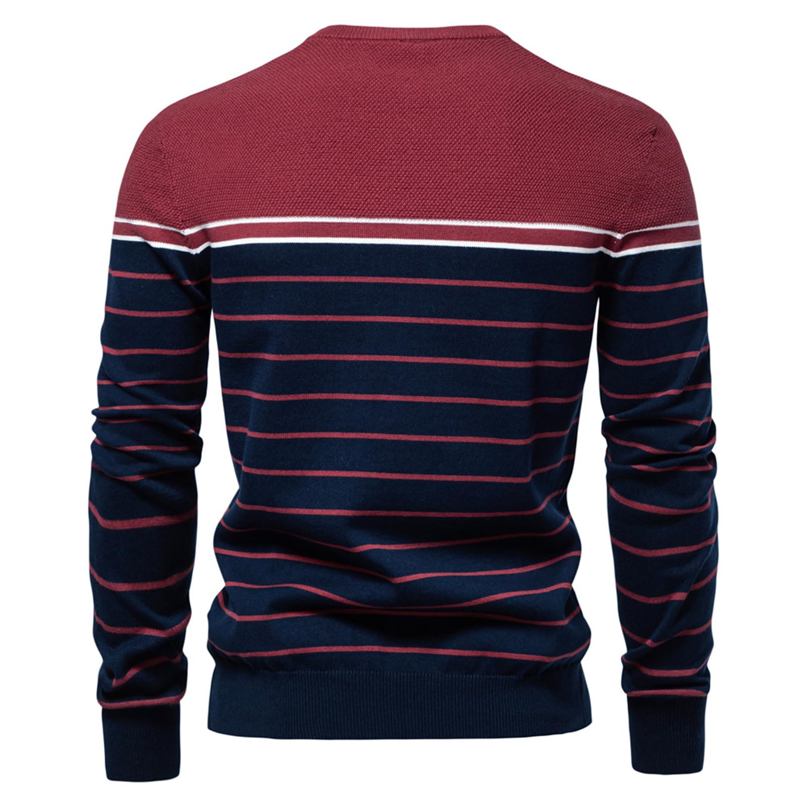 SOOUICKER Winter Pullover Herren Warm Strickpullover Gestreift Slim Fit Winterpullover Strick Sweatshirt Elegant Ohne Kapuze Pulli Business Feinstrick Rundhals