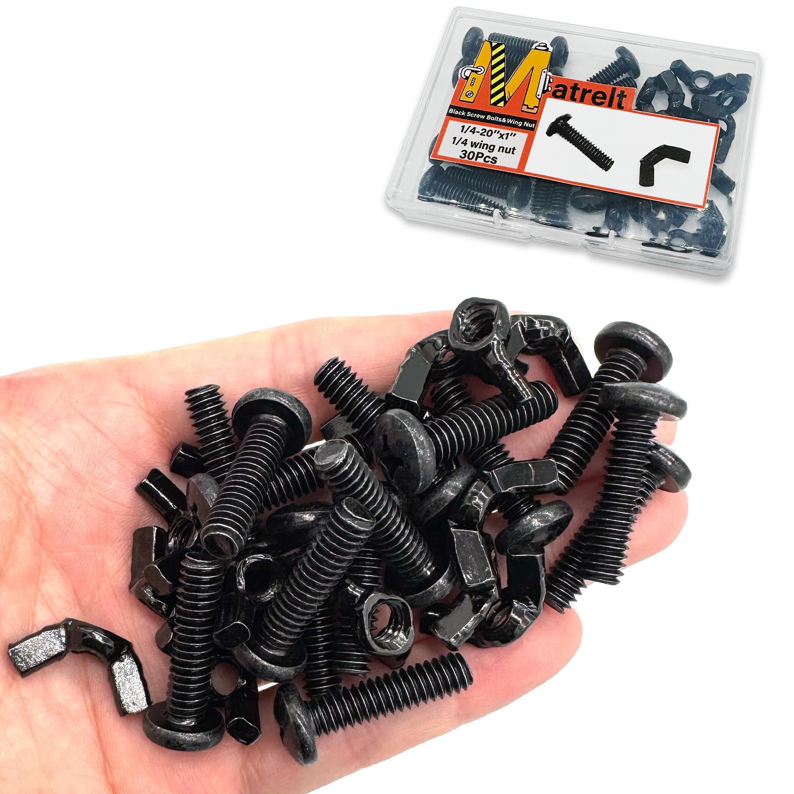 Wing Nuts & Screws Kit - 30 Pack 1/4-20 Hardware -12