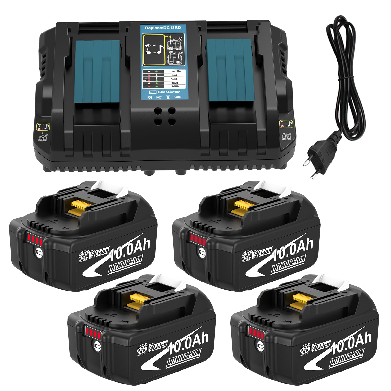 Ersatzakku für Akku 18V BL1860B BL1850 BL1860 BL1845 BL1840 LXT-400 mit LED-Anzeige