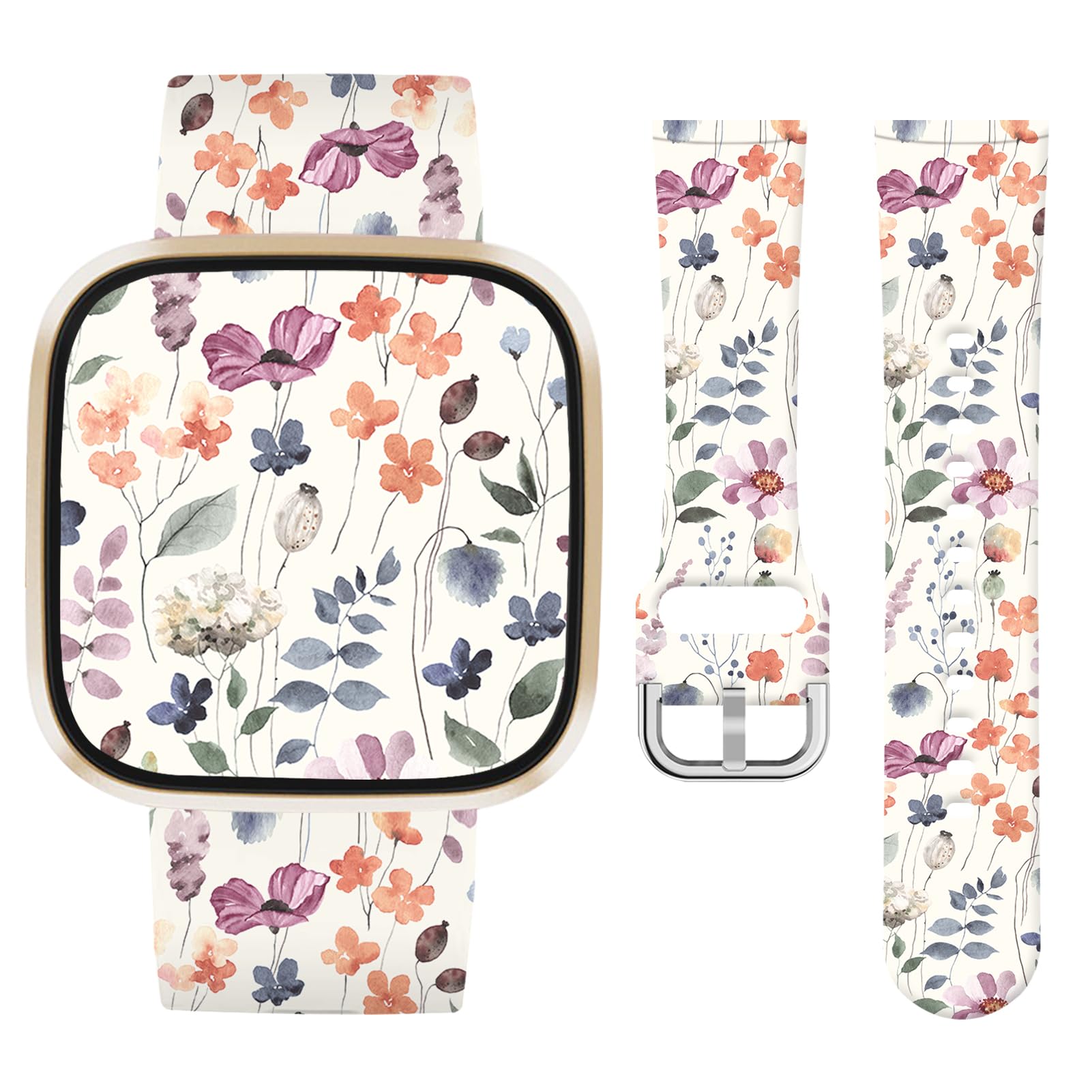 Vozehui Leopard Print Silicone Strap Compatible with Fitbit Versa 4 3/Sense/Sense 2,Soft Silicone Cute Replacement Straps for Women Men — image 1