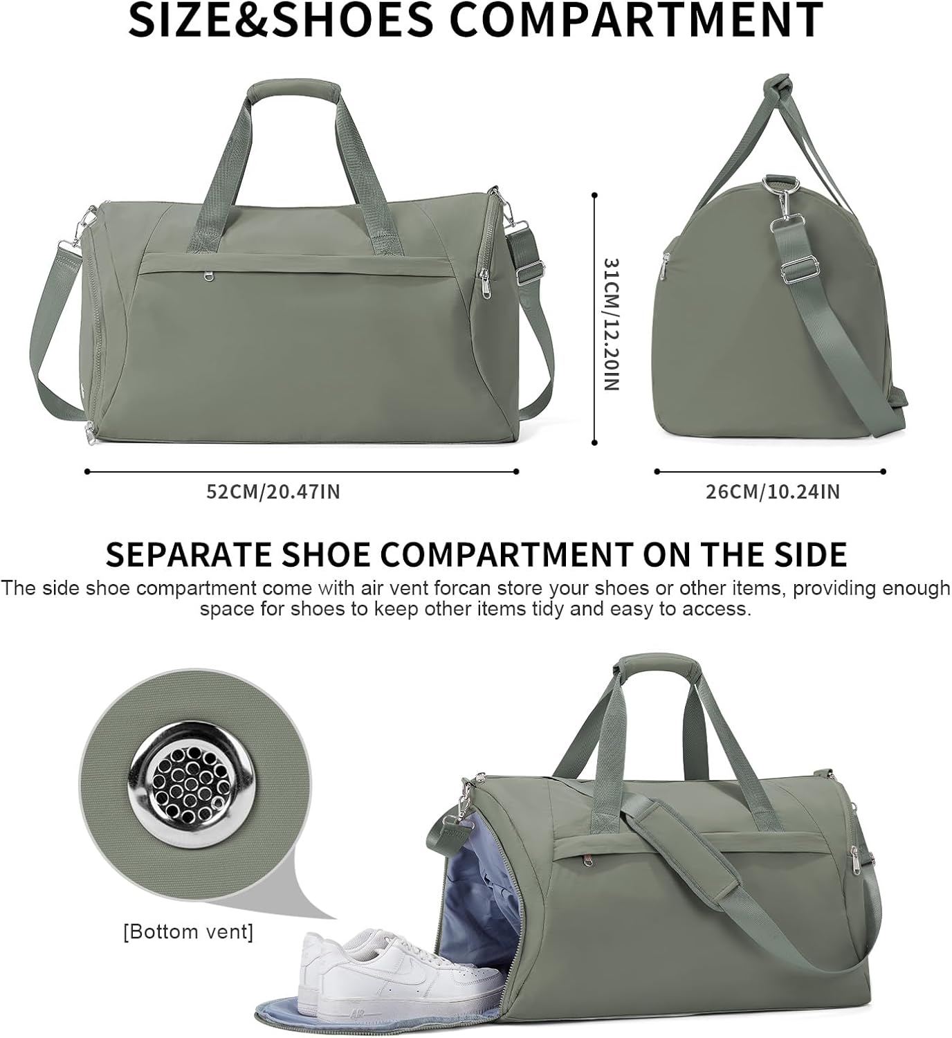 Travel Duffle Bag for Women Men, 41L Weekender Overnight Bag Airplane Personal Item Travel Bag with Shoes Compartment, Sports Gym Bag Carry On Bags for Business Trips,Travel,Gym