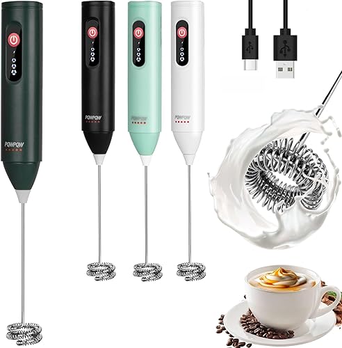 Espumador de leche recargable de 3 velocidades para café, repostería y huevos - Carga rápida USB, varita espumadora portátil ¡para espuma perfecta