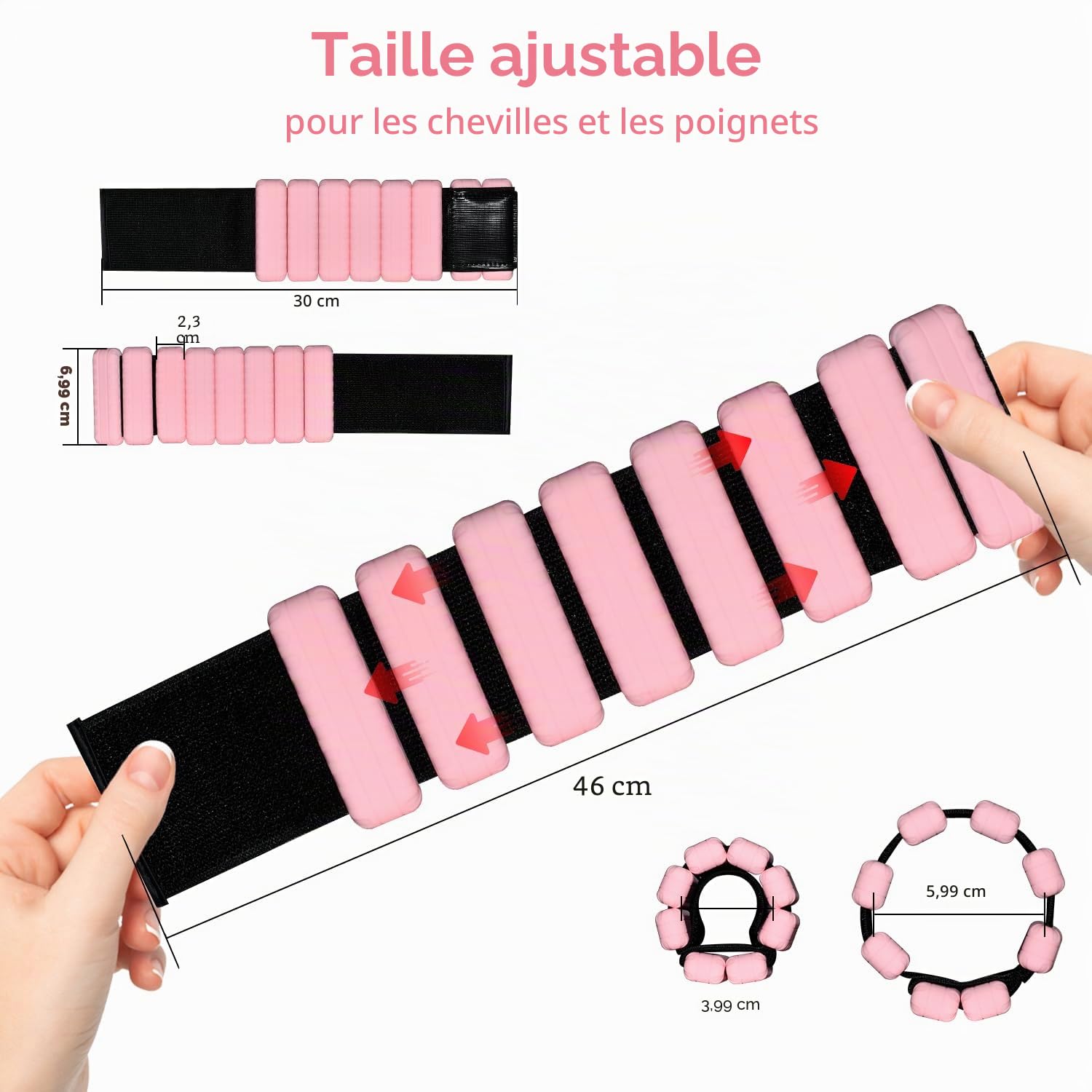 TOPESCT Lot de 2 poids réglables, poignets et chevilles, pour yoga, danse, barre, pilates, cardio, aérobic, marche