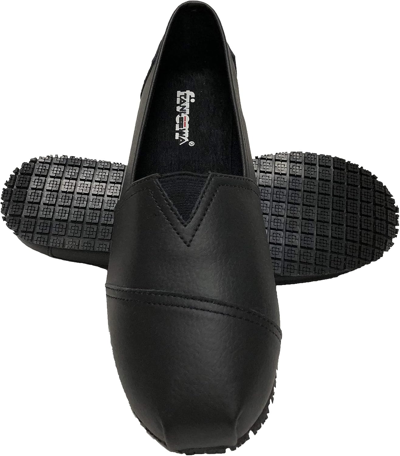 Tanleewa Slip and Oil Resistant Non Slip Work Shoes PU Leather Upper Durable Shoes for Women