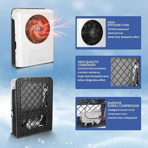 12V LKW Klimaanlage 10000BTU Split Electric AC Unit 12 Volt Fit für Wohnmobile Wohnmobil Bus Anhänger Traktoren Camper Van Parken Klimaanlage Schnelle Kühlung Low Noise