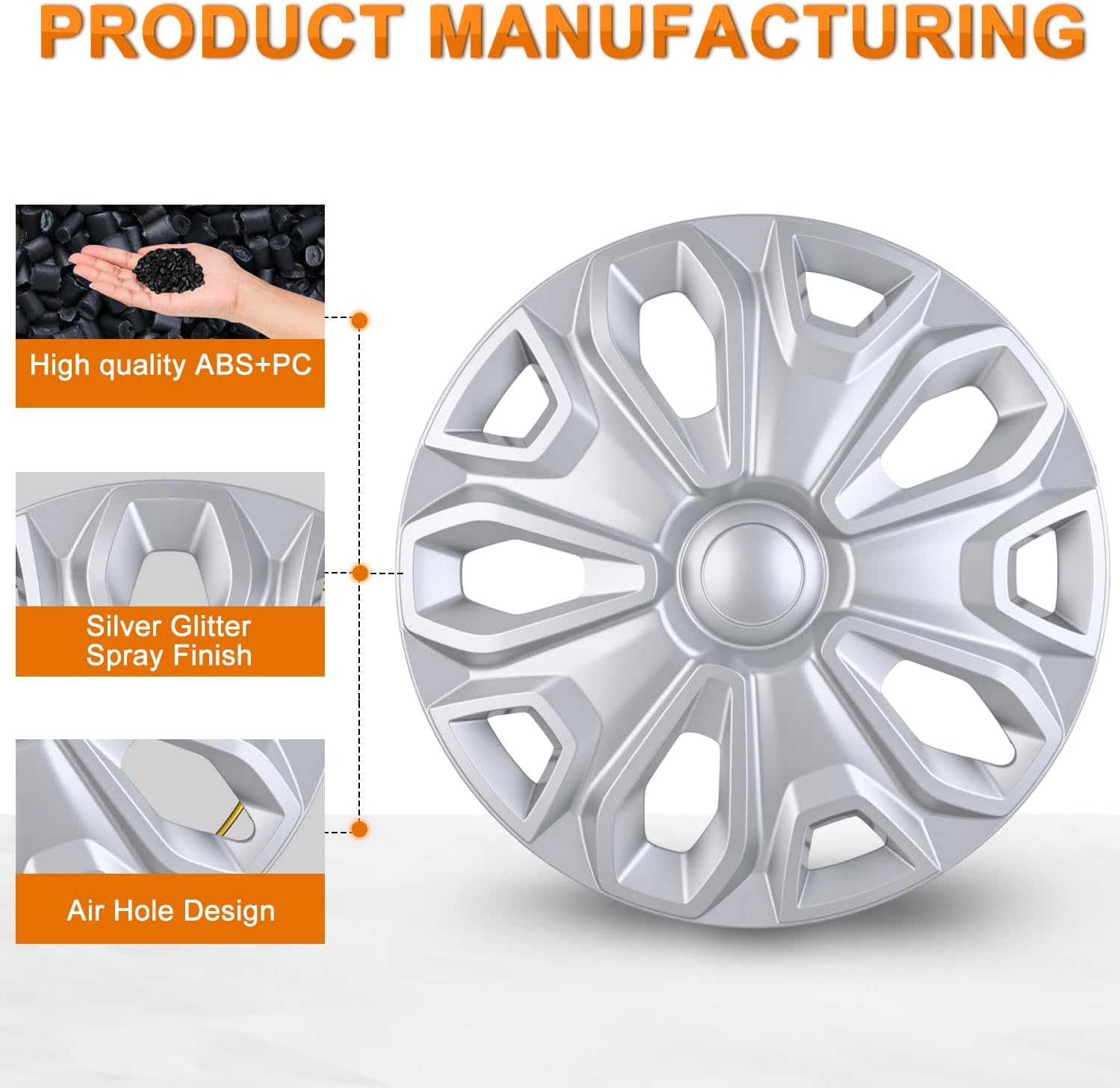 Nilight Wheel Cover Hubcaps 16 Inch for Ford Transit 150 250 350 350HD 2015 16 17 18 19 20 21 22 23 24 2025 Steel Wheel with 5 Lug 16 Hub Caps Set of 4 Rim Protector Wheel Covers Replacement, Silver