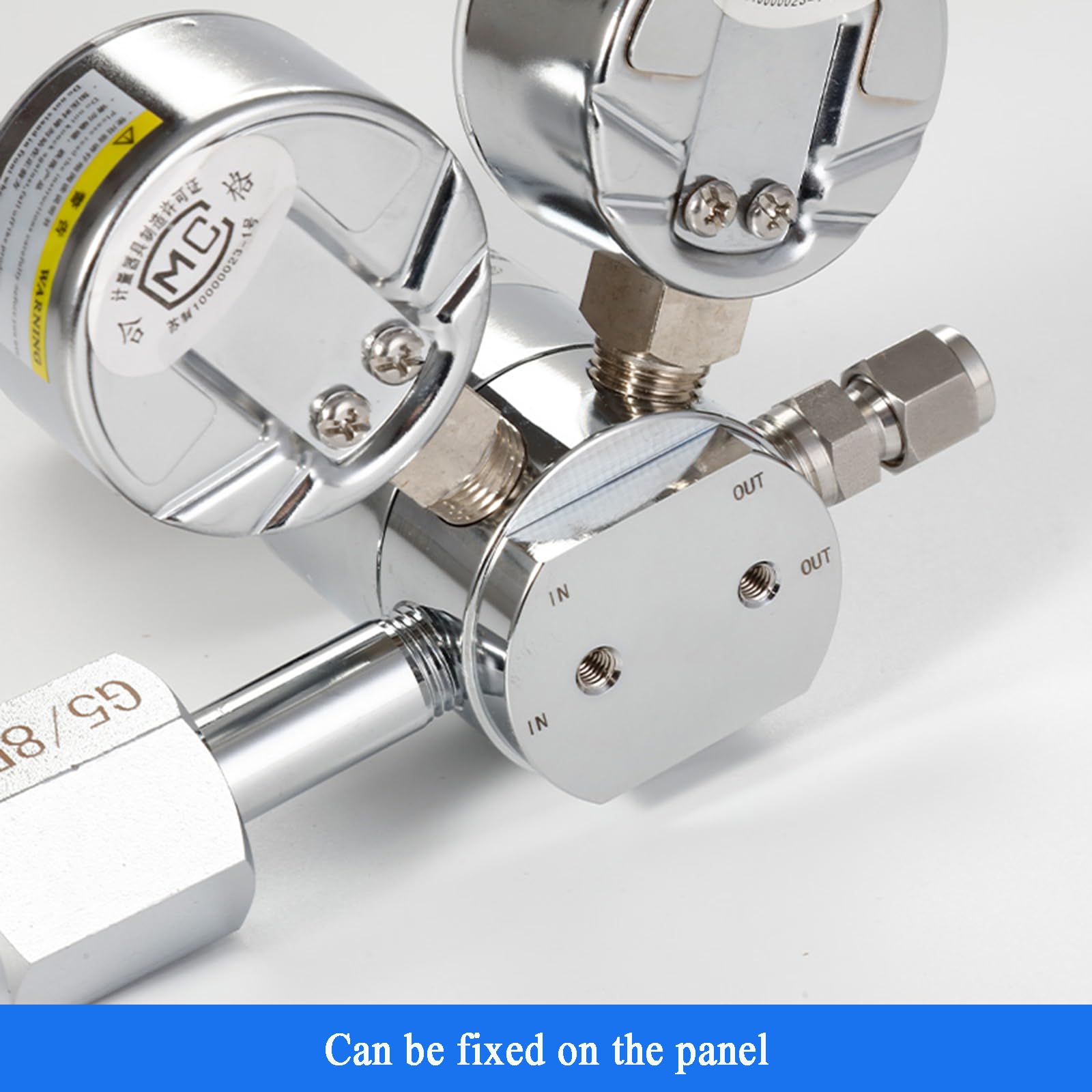 Regulador De Gas De Una Etapa Y Dos Medidores, Válvula Reguladora, Presión De Entrada De 20 Mpa, Conector De Salida De 1/3", Interfaz De Cilindro G5/8, para Aire/dióxido De Carbono/oxígeno.