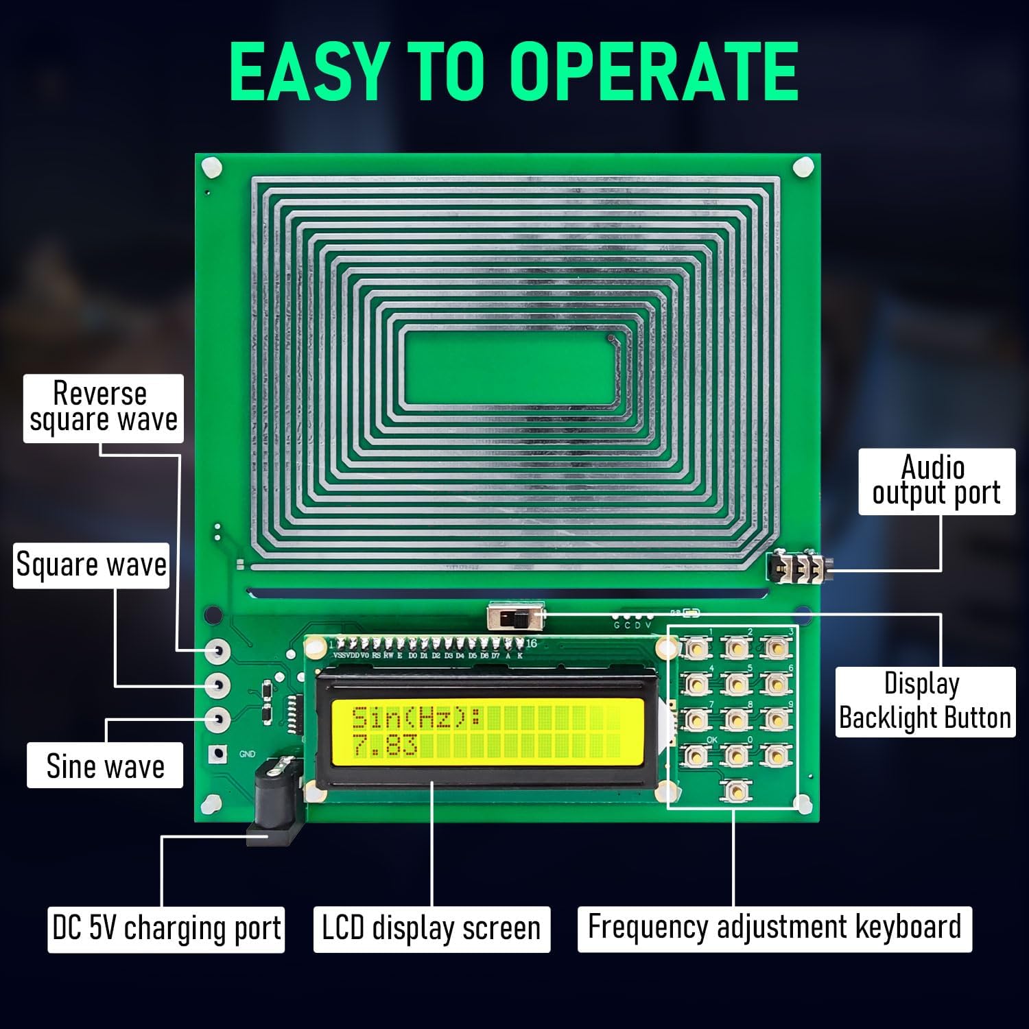 Adjustable Frequency Generator for Healing, Schumann Wave Resonance Generator, 7.83Hz Frequency Generator, Ultra-Low Frequency Pulse Generator, Healing Frequency Device