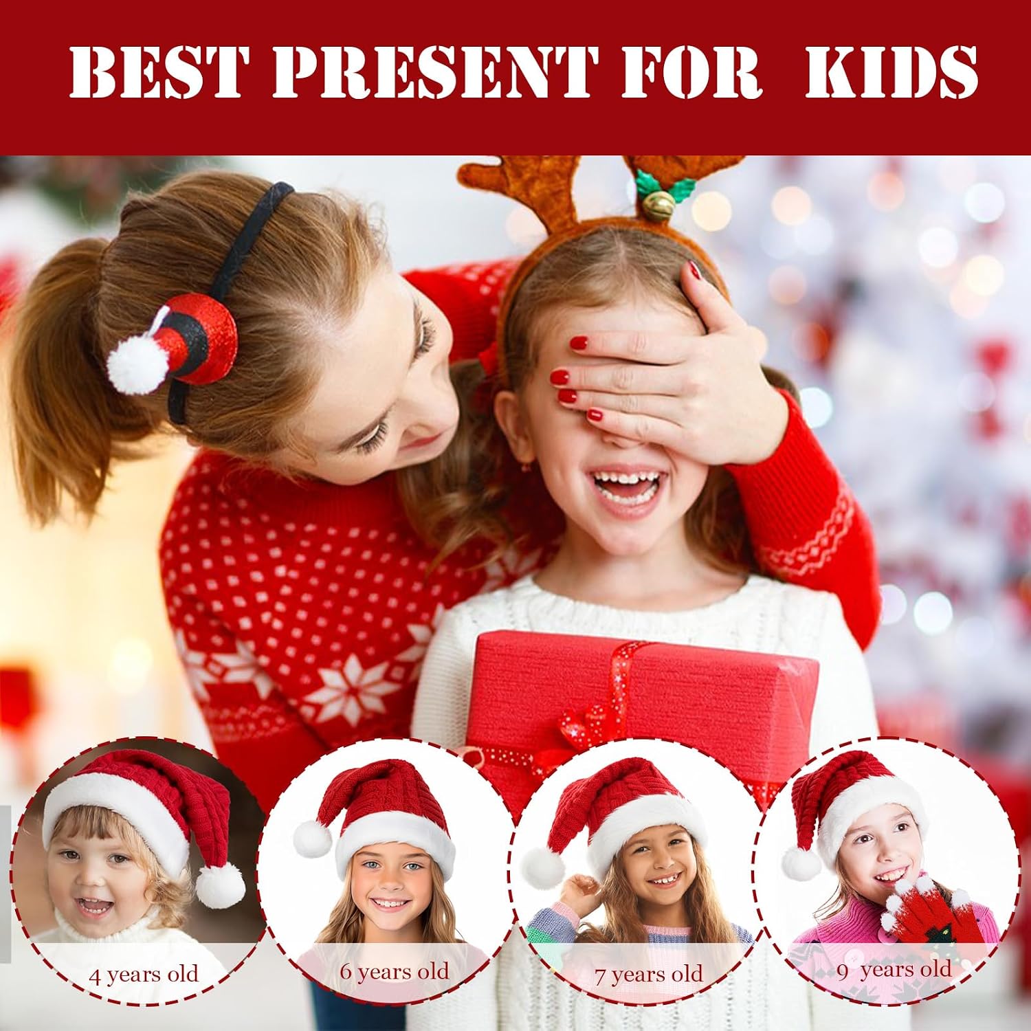 Hat Gloves Socks Set Girls Winter Beanie Hat Glove Set Cold Weather Knitted Beanies Hats for Girls 4-9T