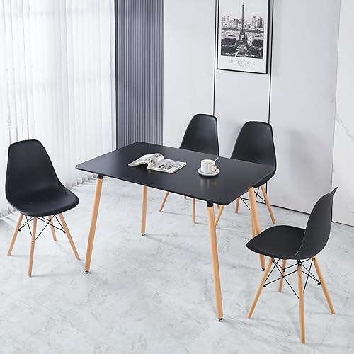 Miniatura 9 de Hommoo Mesa de comedor de madera de granja de 47 pulgadas con patas de metal, mesa de cocina moderna para 4-6 personas, color marrón rústico