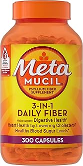 Metamucil, Psyllium Husk Capsules, 300 Capsules, 3-in-1 Fiber Supplement, Daily Psyllium Husk Fiber Capsules Help Support Digestive Health by Promoting Regularity*, Help Supplement Daily Fiber Intake