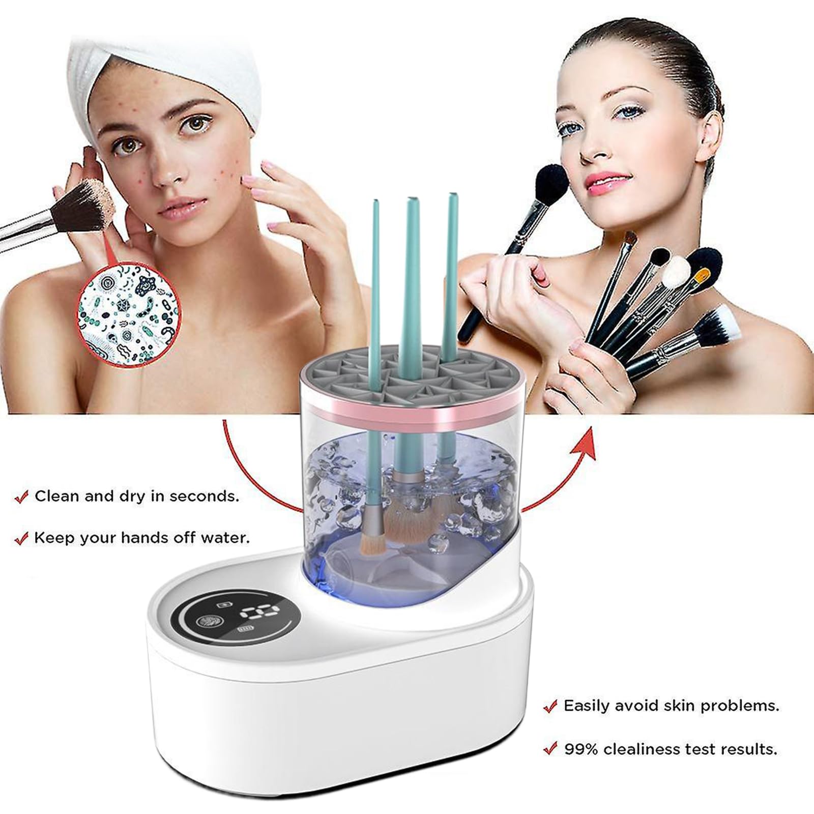 Maquina Limpiadora de Brochas de Maquillaje Máquina de Almacenamiento de Brochas de Maquillaje Limpiador Brochas Electrico Limpiador Eléctrico Brochas de Maquillaje Limpieza de Brochas de Maquillaje