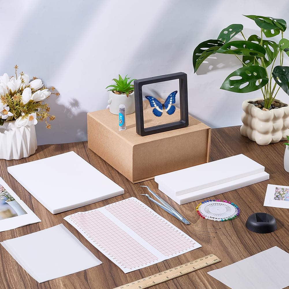 CRASPIRE Insektenpräparat Set Entomologie Präparatewerkzeug EVA Platte Stecknadel Pinzette Plastikbox Flügelpresspapier Präsentationswerkzeuge Set Zum Konservieren Und Präsentieren von Schmetterlingen