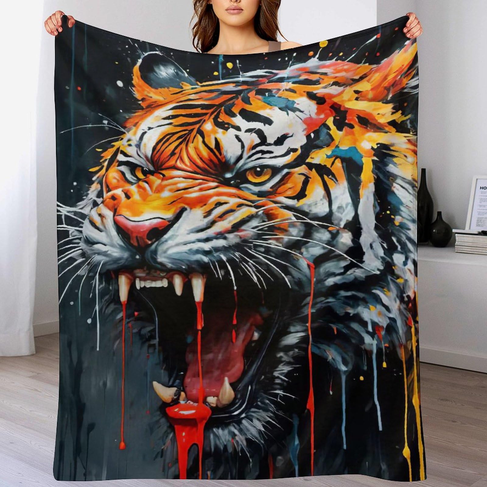Couverture polaire tigre haut de gamme plaid en flanelle doux et chaud