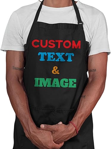 Miniatura 2 de ROKO CLOTHING Delantal de chef personalizado, diseño personalizado, delantal de cocina con dos bolsillos y correa ajustable para mujeres y hombres