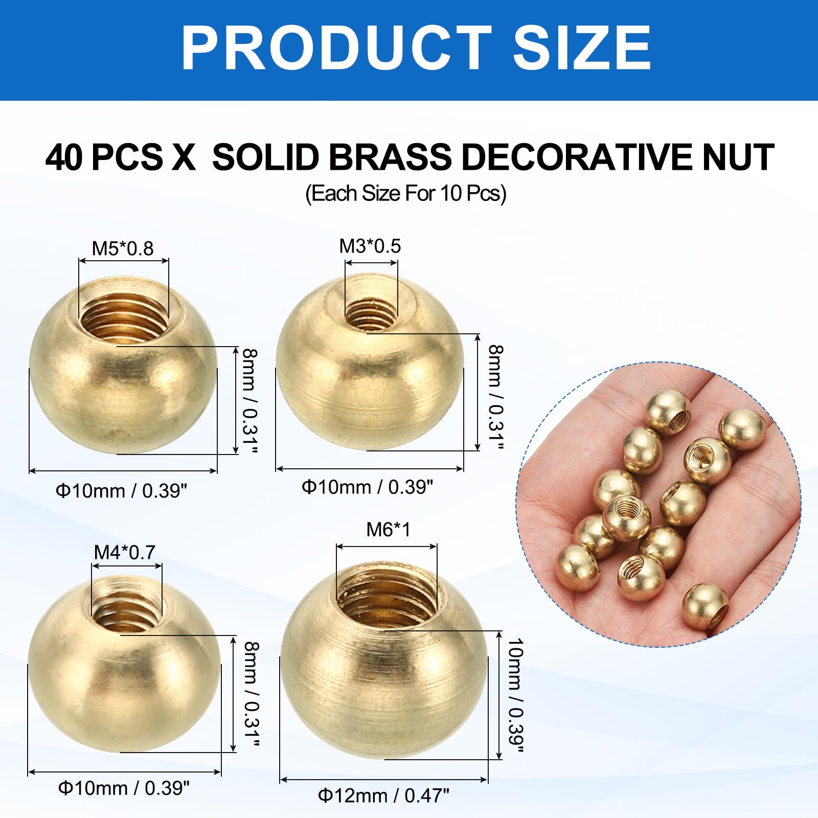 PATIKIL M3x10mm/M4x10mm/M5x10mm/M6x12mm Thread Cap Nuts Knob - Image 2