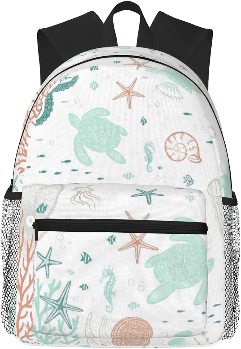 Mochila de tortuga marina de color verde claro para mujeres y hombres, mochila de viaje para ordenador portátil de 16 pulgadas, mochila impermeable para la universidad