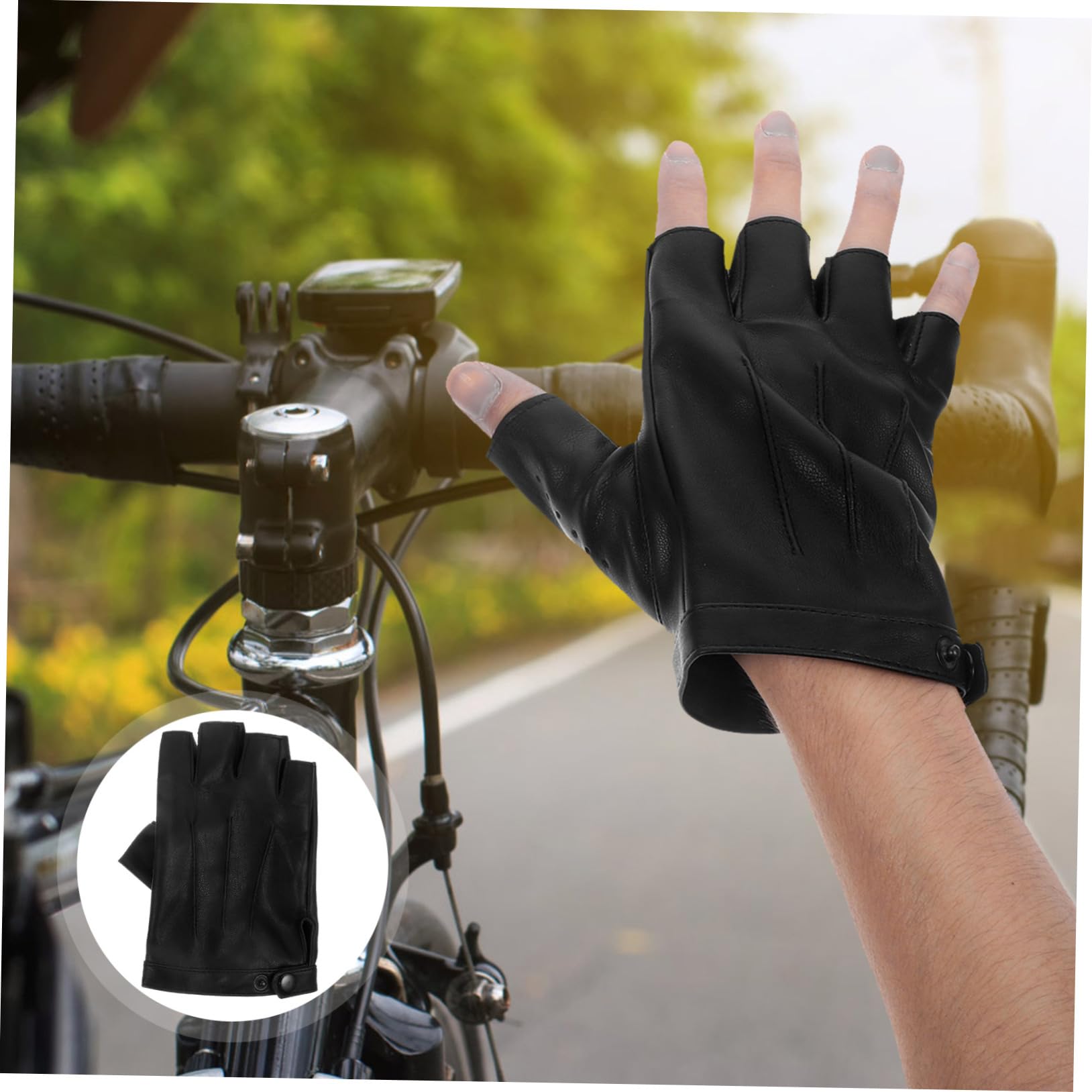 BESPORTBLE Guanti mezze dita in pelle senza dita gilet da ciclismo termiche cavalcare guantini palestra guanti sport coprimani sportivi guanti da pesca protettivi pelle sintetica Black