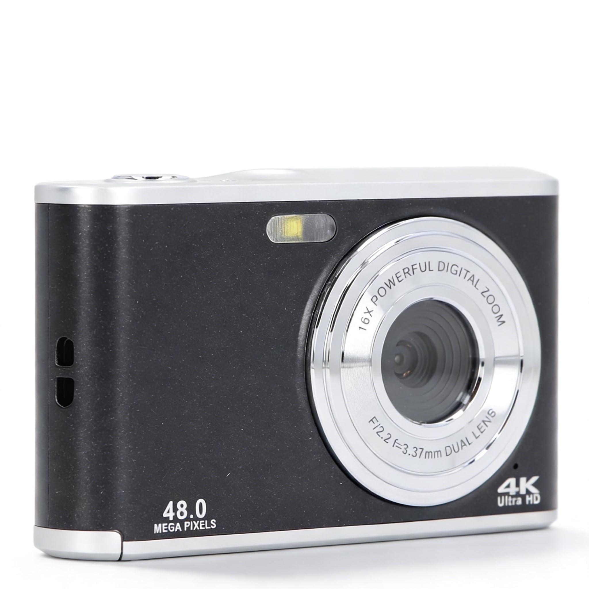 Fotocamera con Zoom Digitale 16X per Fotografia di Viaggio, Fotocamera Doppio Obiettivo 4K Ultra HD da 2,4 Pollici 44 MP, Fotocamera Digitale Compatta Antiurto per Viaggi di