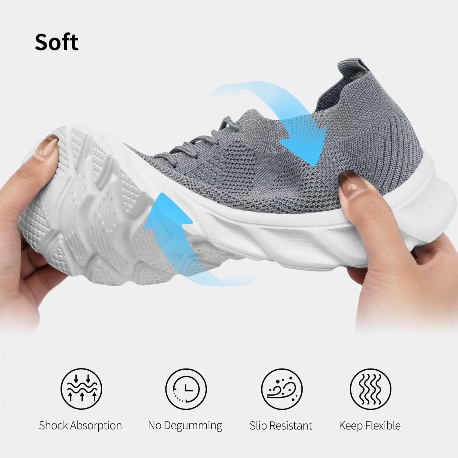 CMNZHK Mens Running Shoes Tennis Walking Gym Workout Sneakers Athletic Non Slip Athletic Lightweight Breathable Sport Jogging Hiking Casual Shoes Grey Size 8.5 - Image 2